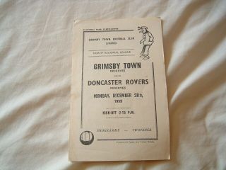 Grimsby Town Reserves V Doncaster Reserves 28/12/59 Rare Ex