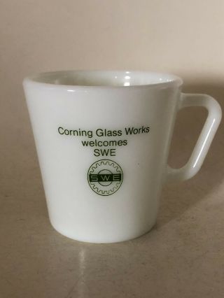 Rare Vintage Pyrex Corning Coffee Cup Mug Milk Glass Swe Society Women Engineers