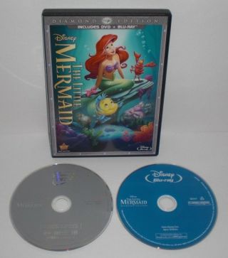 Disney ' s THE LITTLE MERMAID Diamond Edition 2 - Disc DVD,  Blu - ray Set RARE & OOP 2