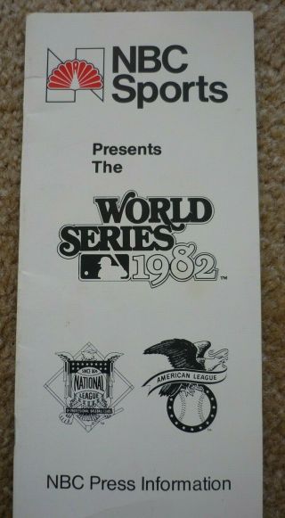 1982 Nbc World Series Media Guide - Rare - Issued Only To The Press