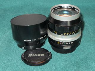 Rare 1965 Nikon Nikkor Nippon Kogaku 10.  5 Cm 105mm F/2.  5 Lens & Hood