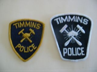 (2) Rare Old Style Patches Of The Timmins Police,  Ontario,  Canada