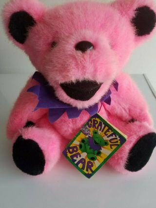 12 " Hot Pink Jointed Grateful Dead Plush Bear W/tags 1990 Liquid Blue Rare
