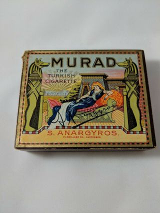 Vintage 1930s Murad Tobacco Cigarette Cardboard Paper Box Rare