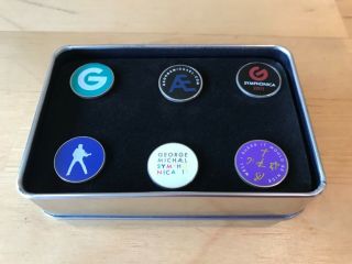 George Michael Fan Club Exclusive Set Of 6 25mm Pins In Metal Box Very Rare