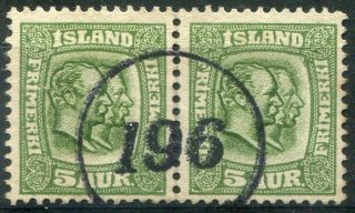 Iceland - Rare Numeral Cancel " 196 " Hellissandur 1911 - 1912 - 84 - 273