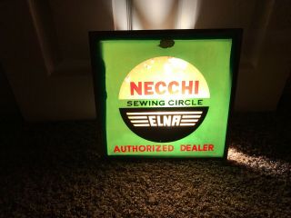 Very Rare 1940s Necchi Sewing Circle Elna Dealer Lighted Advertising Store Sign