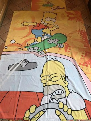 Rare The Simpsons Single Duvet Cover & Pillowcase Set Bart & Homer