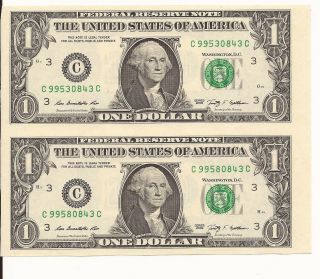 Uncut Sheet $1 X 2 Legal Usa $1 Dollar - Real Currency Note/rare Money Gift Money