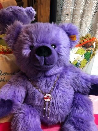 RARE VINTAGE Steiff Teddy Bear Red Hat Society with Necklace,  Button & Tag 7