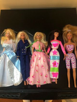 5 Rare Vintage Mattel Barbie Doll Bundle 1990s With Clothes