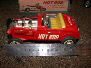 RARE FRICTION HOT ROD WITH PISTON ACTION TIN TOY 2