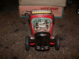 RARE FRICTION HOT ROD WITH PISTON ACTION TIN TOY 3
