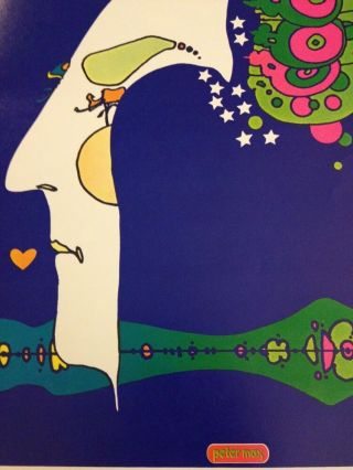 Rare Vintage Peter Max Psychedelic Art Poster Midnight Dream Cosmic Kiss