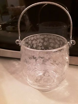 Cambridge Crystal " Ye Olde Ivy " Tally - Ho Ice Bucket Elegant Glass Rare 30s - 40s
