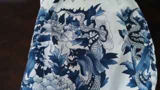 Ralph Lauren Queen Bed Skirt Porcelain Tramarind Design - Rare - Very Gently