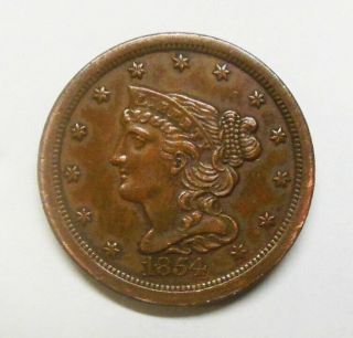 1854 Braided Hair Half Cent Circulated Attractive Rare Coin