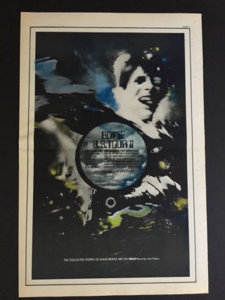 David Bowie Rare 1973 " U.  S.  Tour Ii " 11x17 " Promo Ad For Bowie Us Tour