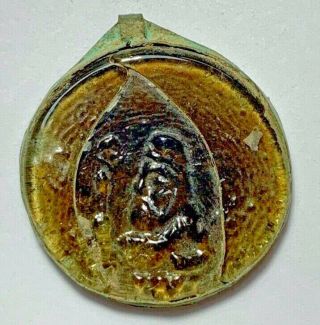 Rare Ancient Greek Glass Seal Pendant Sasanian King Of Persia 8.  5gr 35.  4mm