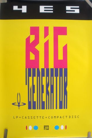 Rare Yes Big Generator 1987 Vintage Music Record Store Promo Poster