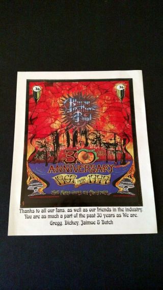 The Allman Bros.  Band " Road Goes On Forever " Rare Print Promo Poster Ad