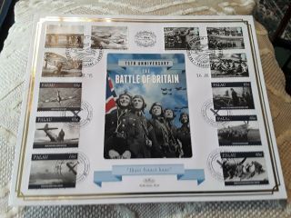 75th Anni.  Battle Of Britain 1940 - 2015 22 Caret Gold Border Benham Fdc_rare