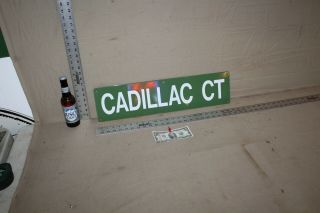 RARE 1950s CADILLAC CT PORCELAIN METAL STREET SIGN GAS OIL SERVICE DEVILLE CAR 2