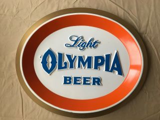 Vintage Olympia Beer Oval Logo Sign 18 " X 15 " X 1 1/2 " Excellent/unused Rare