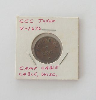 Civilian Conservation Corps Token Camp Cable,  Wisconsin V - 1676 - Rare