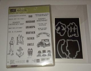 Stampin Up Guy Greetings Stamps Dies By Dave Bundle Set Authentic Rare Htf