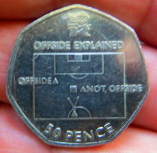 Very Rare 50p Olympic Football Coin Offside Rule 2011 Circulated
