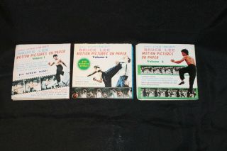 Rare 3 Volume Set: Bruce Lee Motion Pictures On Paper Flip Books Martial Arts