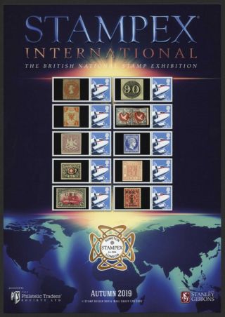 2019 Autumn Stampex Smiler Sheet Rare World Stamps Philatelic Traders Society