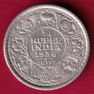 British India - 1936 - Kg V - 1/4 Rupee - Rare Silver Coin T14