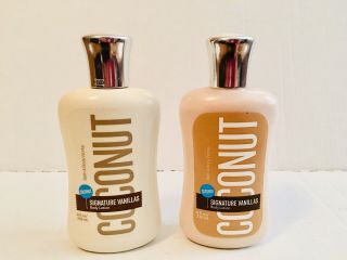 2 Bottles Bath And Body Signature Vanillas Coconut Body Lotion Rare Full