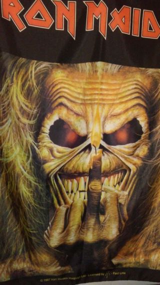 RARE Vintage 1997 IRON MAIDEN - Up the Irons Tapestry Banner Poster Flag 2