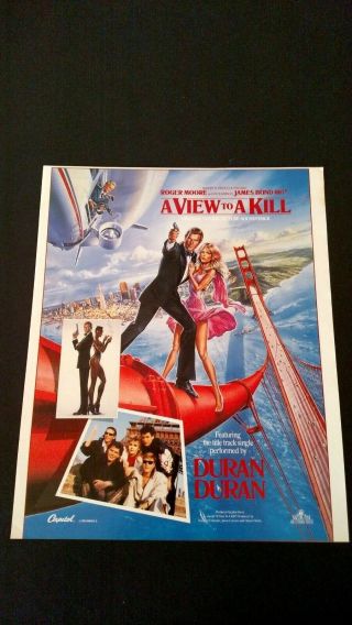 Duran Duran " A View To A Kill " Soundtrack Rare Print Promo Poster Ad