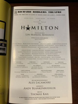 Hamilton Broadway RARE CAST PLAYBILL - Lin - Manuel Miranda - Signed 2