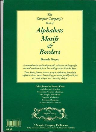 The Sampler Company ' s Book of ALPHABET MOTIFS & BORDERS Brenda Keyes Rare HTF 2