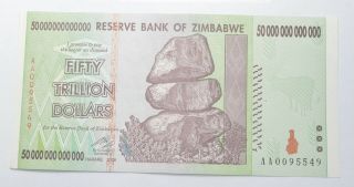 Rare 2008 50 Trillion Dollar - Zimbabwe - Uncirculated Note - 100 Series 719
