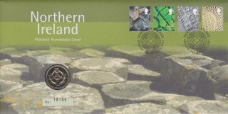 Gb Stamps First Day Cover 2001 Northern Ireland & Rare Uncirculated £1 Coin