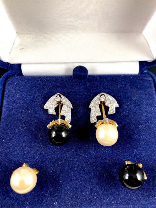 Rare Nib Kennedy Jbk Camrose Kross Interchangeable Faux Pearl Earrings Set