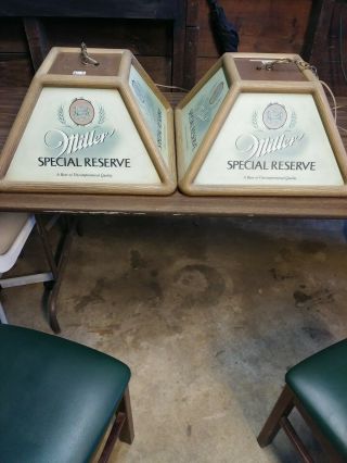 Miller Special Reserve 4 Sided Hanging Pool Poker Table Bar Light Rare Set Of 2