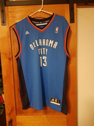 Rare Adidas Nba Oklahoma City Thunder James Harden Basketball Jersey Large Vg