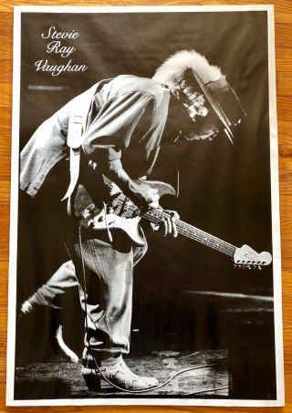 Stevie Ray Vaughan " Srv " Black & White Vintage Poster 1980’s Rare Htf 