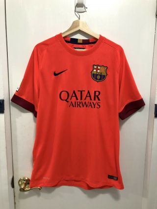 Rare Authentic Nike Fc Barcelona 2014 - 15 Away Large Soccer Jersey Fcb