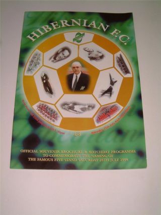 Hibernian Fc 1998 Rare Programme The Famous Five Lawrie Reilly Gordon Smith