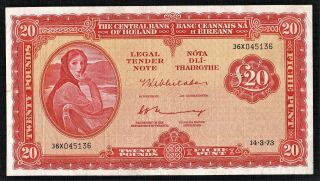 Ireland Rare 1973 £20 Lady Lavery (36x) Banknote