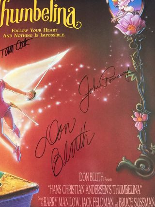Thumbelina Mini Movie Poster 4x Signed Don Bluth Goldman Pomeroy Cook Rare 3