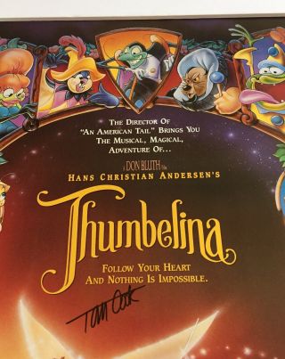 Thumbelina Mini Movie Poster 4x Signed Don Bluth Goldman Pomeroy Cook Rare 5